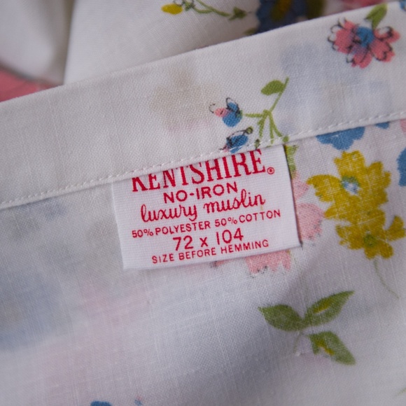 Set of 2 Vintage Kentshire Floral Percale Twin Flat Sheets - Picture 4 of 5